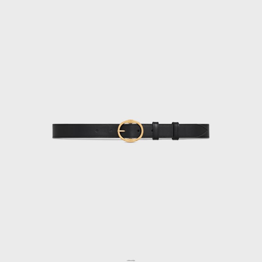 средњи двоструки тријумф каиш од винтаге телеће коже црн CELINE Z2BBHT1026 Прибор Жене