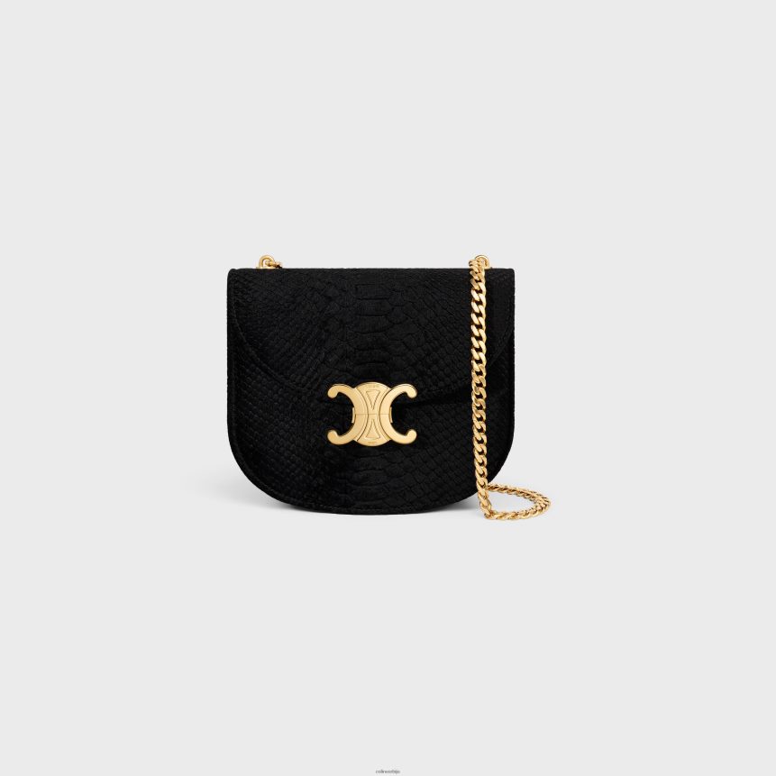 ланац бесаце цлеа од сомота са ефектом питона црн CELINE Z2BBHT170 Прибор Жене