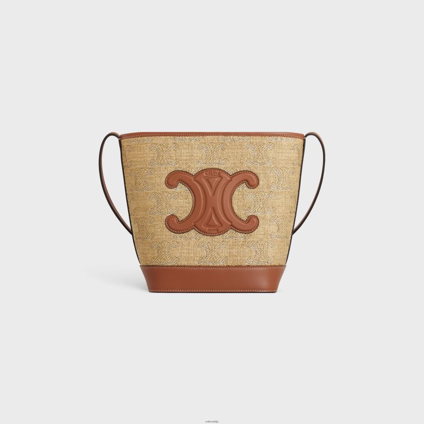 мала кофа цуир триомпхе у текстилу са ефектом рафије са триомпхе жакардом природно/сребро CELINE Z2BBHT203 Прибор Жене