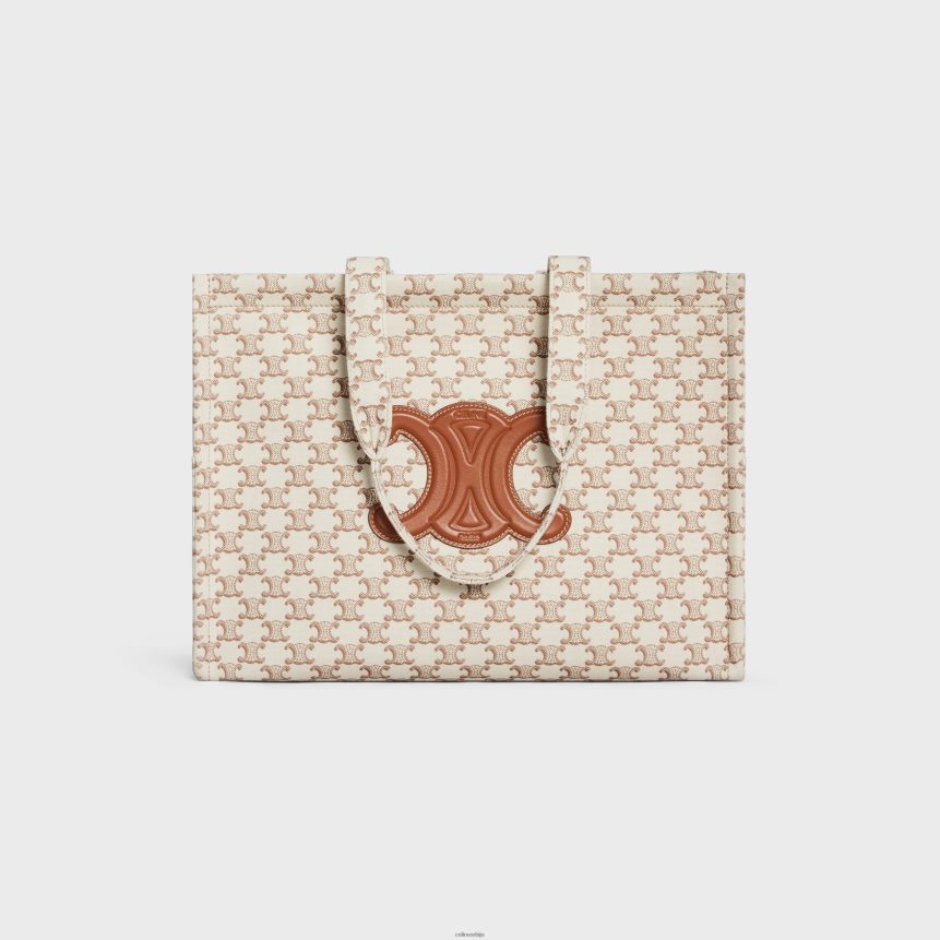 велики цабас тхаис од текстила са принтом на платну тријумфа и телећом кожом бео CELINE Z2BBHT245 Прибор Жене