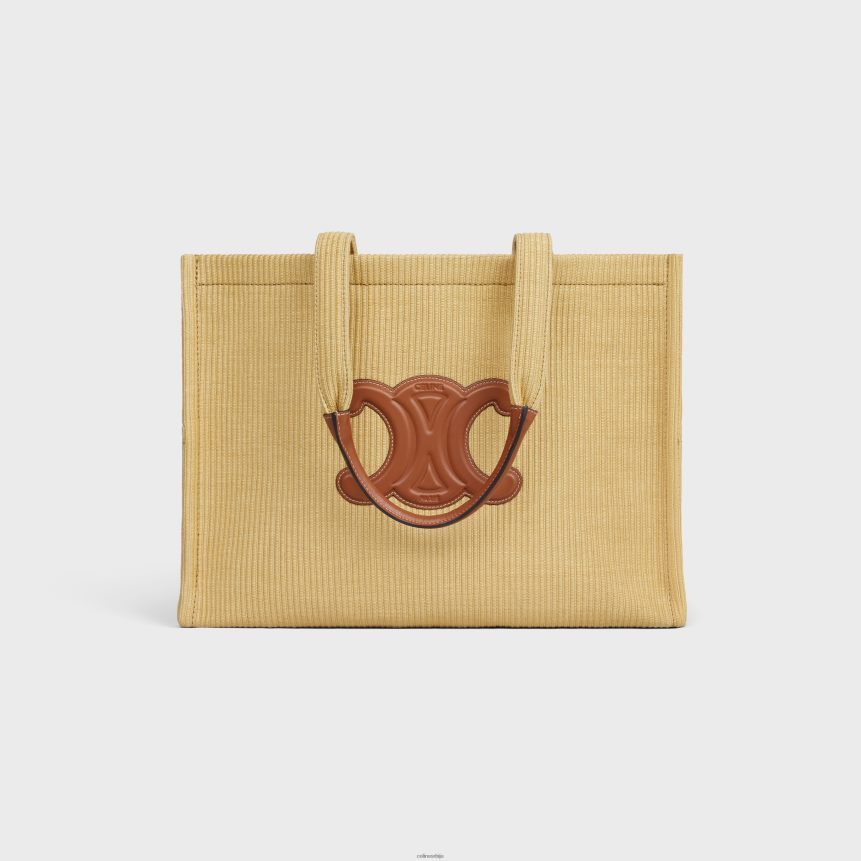 велики цабас тхаис од текстила и телеће коже са ефектом рафије природан/тан CELINE Z2BBHT29 Прибор Жене