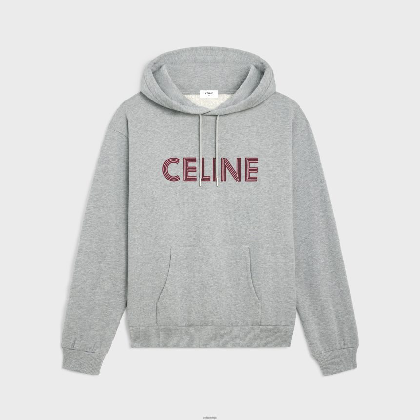 слободна дуксерица од памучног флиса сива меланж/бордо CELINE Z2BBHT1941 Одећа мушкарци