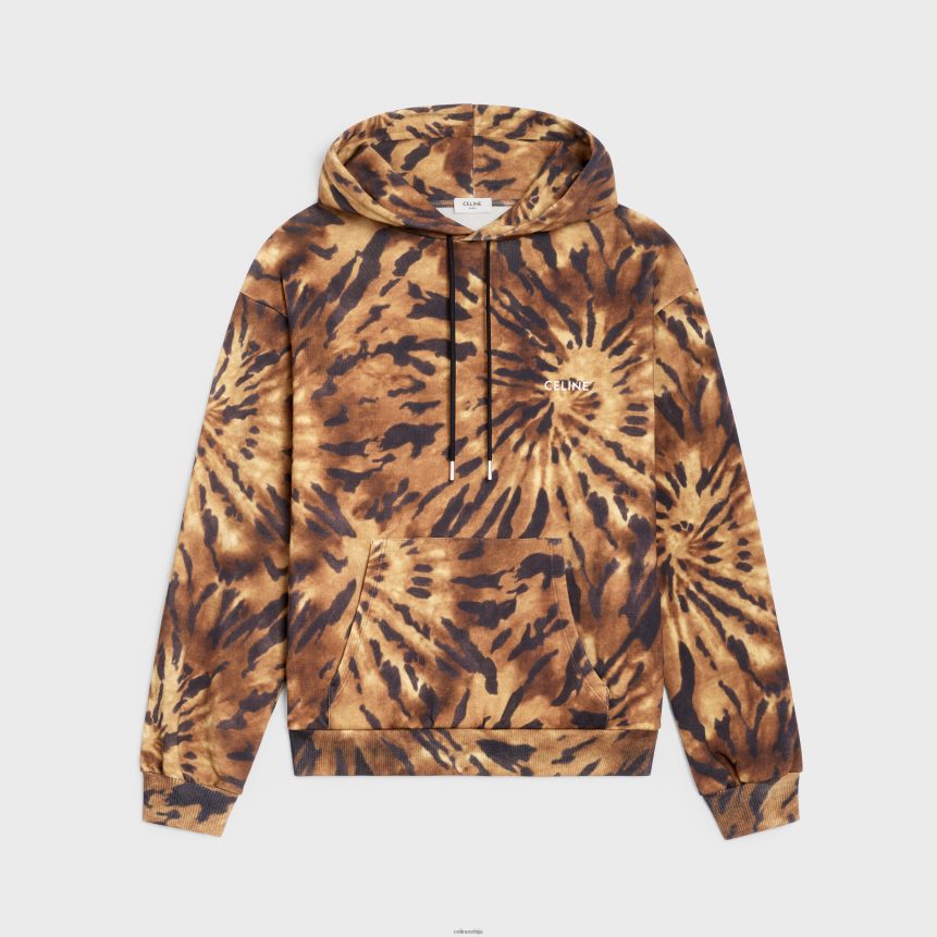 широка дуксерица од флиса од дреса браон/црна/бели CELINE Z2BBHT1946 Одећа мушкарци