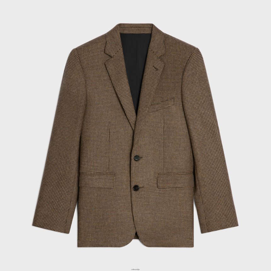 класична јакна од кашмир фланела камила / маррон CELINE Z2BBHT1787 Одећа мушкарци