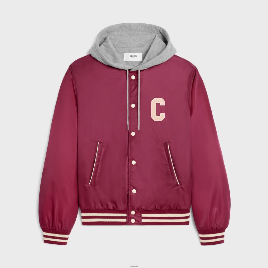 превелика плишана јакна са капуљачом од најлона бордо CELINE Z2BBHT1854 Одећа мушкарци