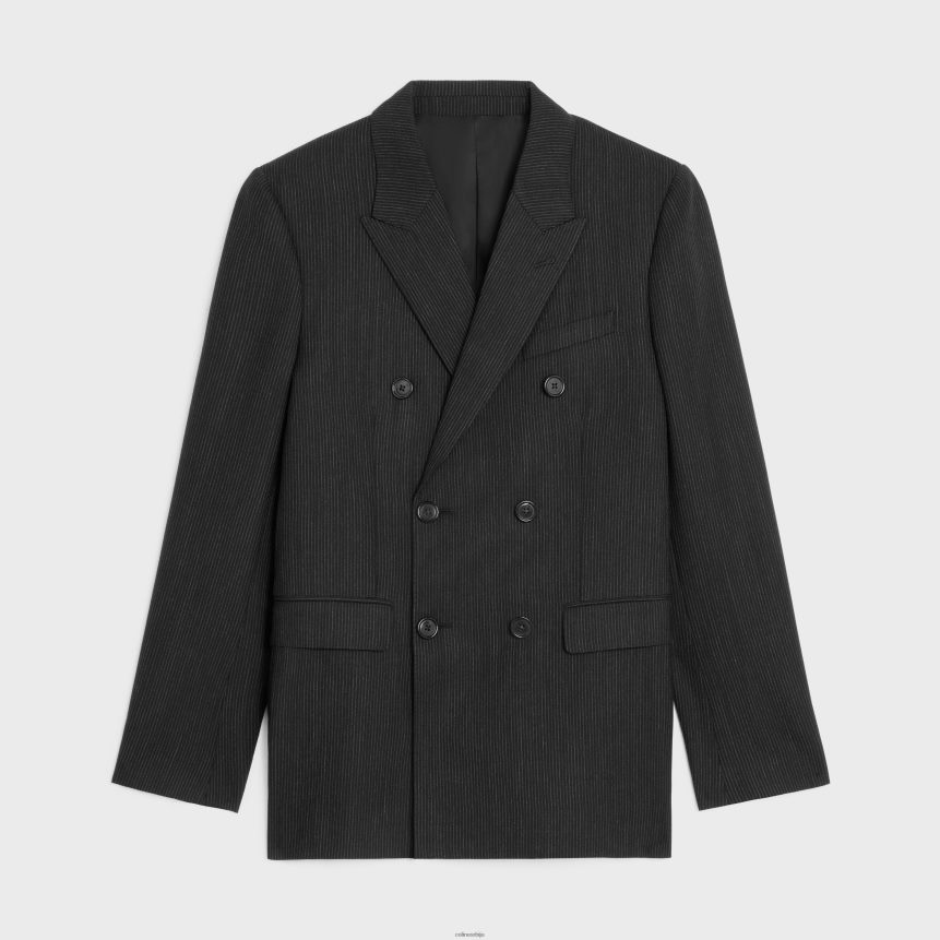 класична јакна од пругасте вуне црно бели CELINE Z2BBHT1882 Одећа мушкарци