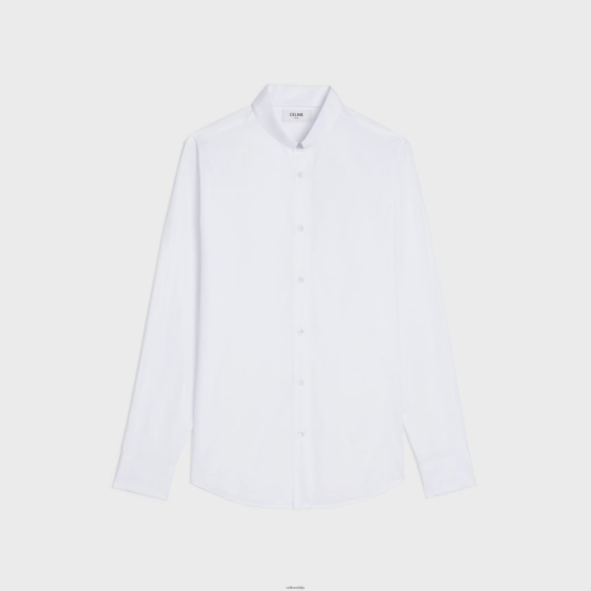 широка кошуља са обрнутом крагном од памучног поплина бео CELINE Z2BBHT1911 Одећа мушкарци