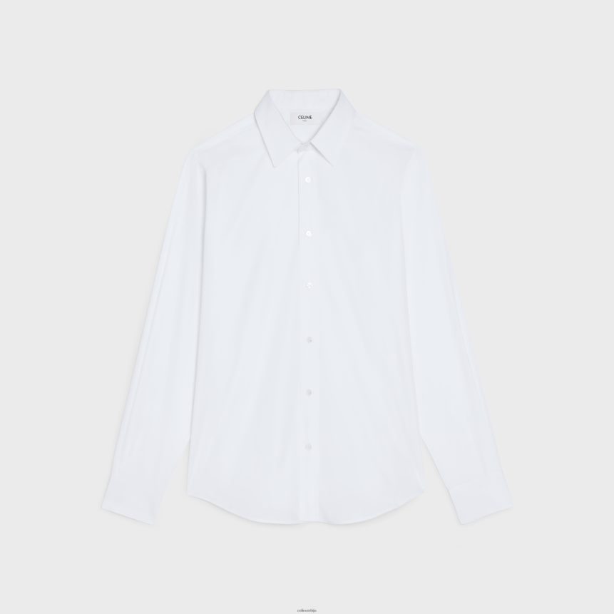 широка кошуља од памучног поплина бео CELINE Z2BBHT1916 Одећа мушкарци