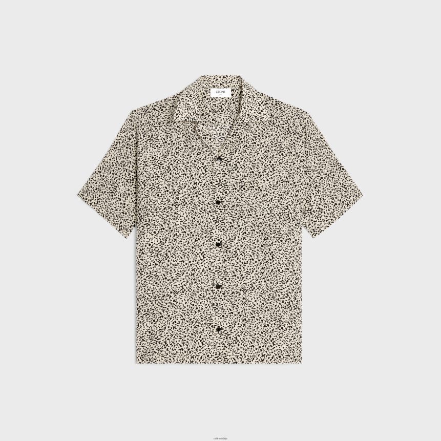 хавајска кошуља од штампаног креп де шина ваниле/ноир CELINE Z2BBHT1922 Одећа мушкарци