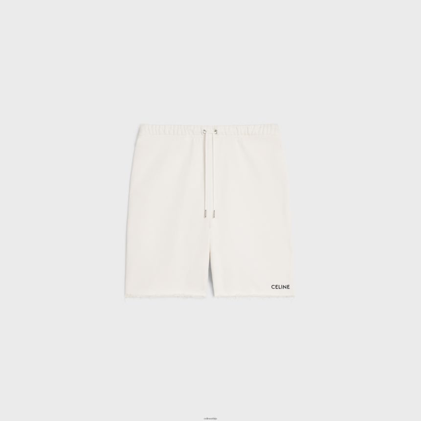 везени шортс од памучног флиса крем/црна CELINE Z2BBHT2028 Одећа мушкарци