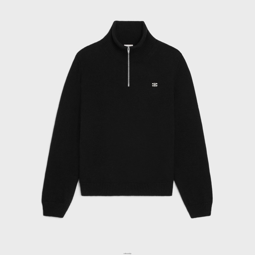 Триомпхе труцкер џемпер од вуне и кашмира црно/бели CELINE Z2BBHT1794 Одећа мушкарци