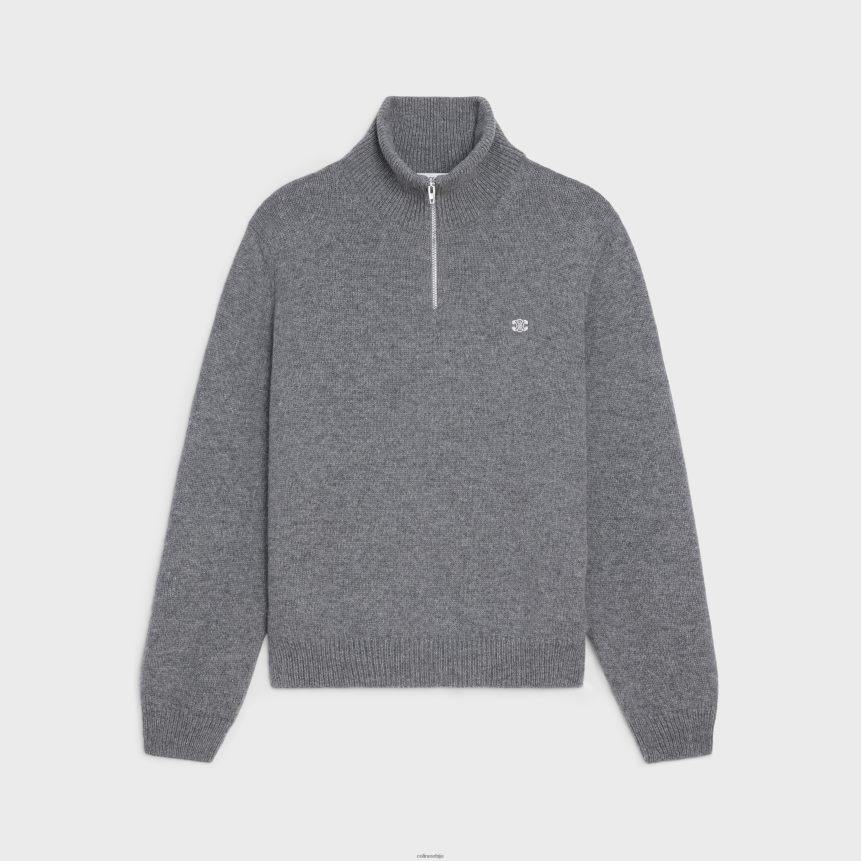 Триомпхе труцкер џемпер од вуне и кашмира сиво/бели CELINE Z2BBHT1795 Одећа мушкарци