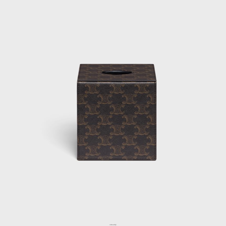 коцка ткива у тријумфалном платну црна/тан CELINE Z2BBHT1496 Прибор мушкарци