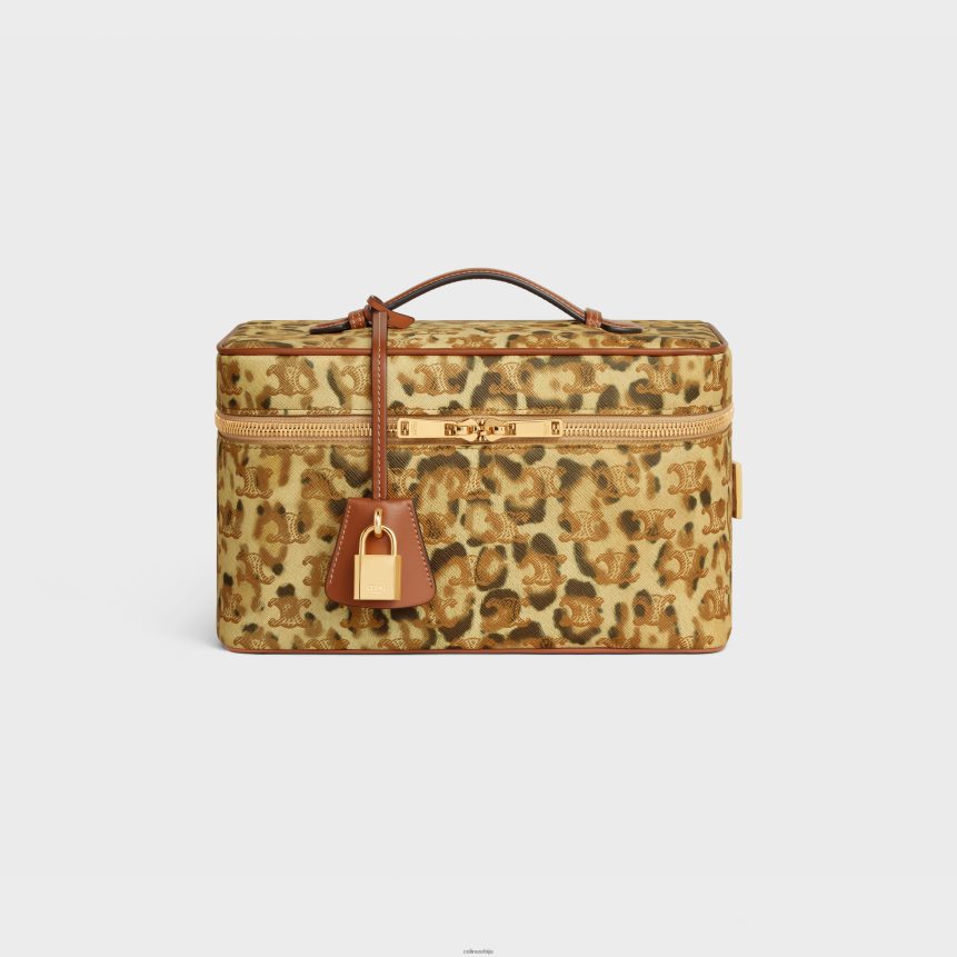 путна козметичка торбица од триомфе платна са штампом и телећом кожом леопард CELINE Z2BBHT1567 Прибор мушкарци