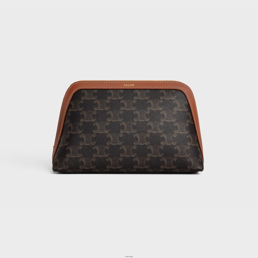 средња козметичка торбица од триомпхе платна и телеће коже тан CELINE Z2BBHT1572 Прибор мушкарци