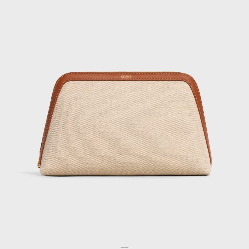 велика козметичка торбица од текстила и телеће коже природан/тан CELINE Z2BBHT1577 Прибор мушкарци