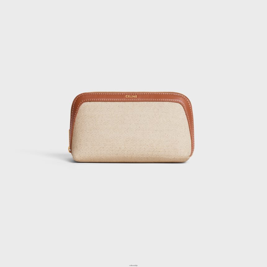 мала козметичка торбица од текстила и телеће коже природан/тан CELINE Z2BBHT1579 Прибор мушкарци