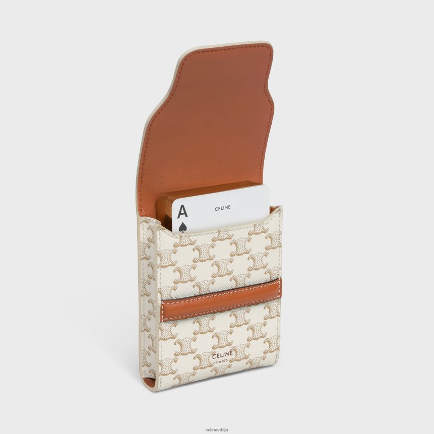 Футрола за играће карте од триомпхе платна и јагњеће коже бео CELINE Z2BBHT1671 Прибор мушкарци