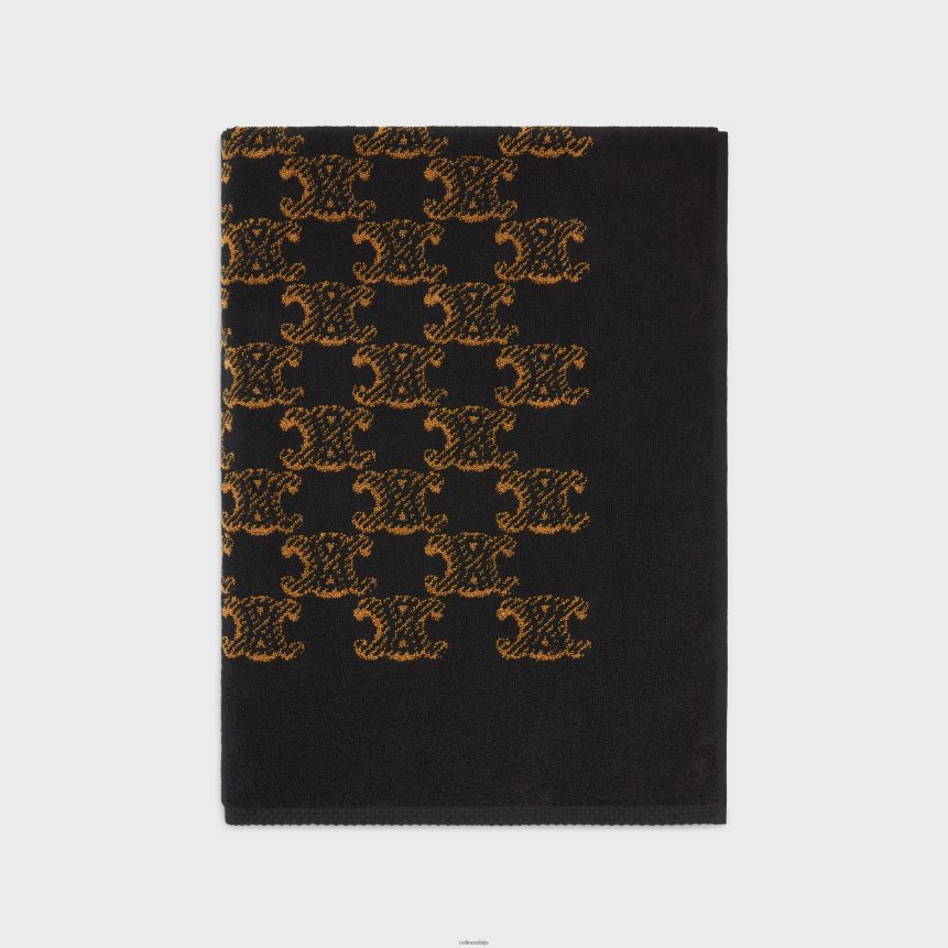 пешкир за плажу од фротирног памука са монограмом браон / камила CELINE Z2BBHT1689 Прибор мушкарци