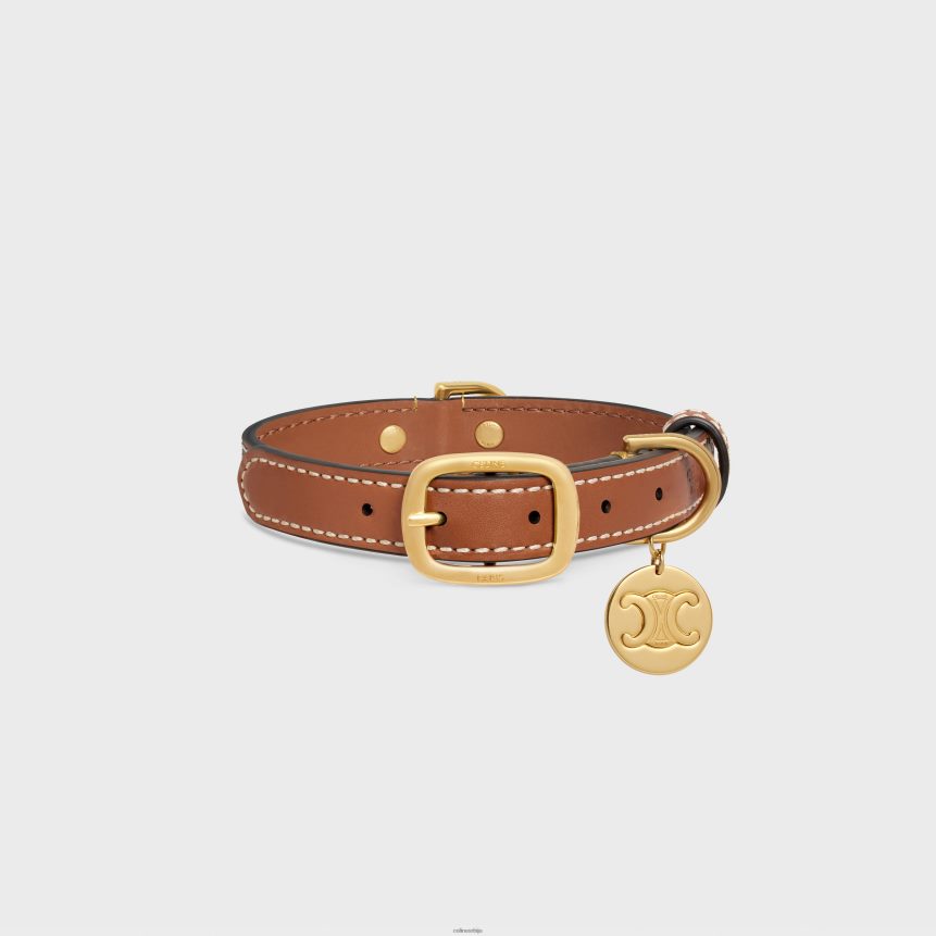 мала танка огрлица за псе од тријумфалног платна са штампом и телећом кожом леопард CELINE Z2BBHT1712 Прибор мушкарци