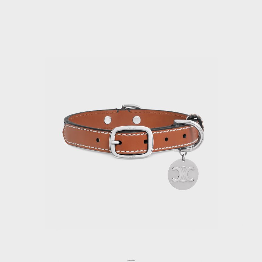 мала танка огрлица за псе од тријумфалног платна и телеће коже тан CELINE Z2BBHT1765 Прибор мушкарци